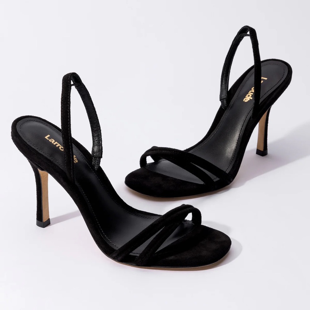 NWT; Larroude Annie Sandal in Black Suede; Size 11